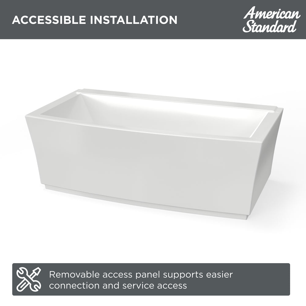 Townsend 68 x 36-Inch Freestanding Bathtub Center Drain With Integrated Overflow