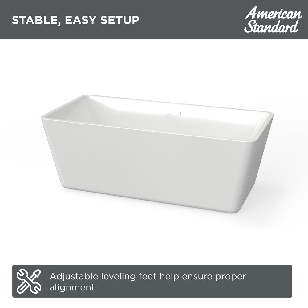 Sedona Loft 63 x 30-Inch Rectangle Freestanding Bathtub Center Drain With Integrated Overflow