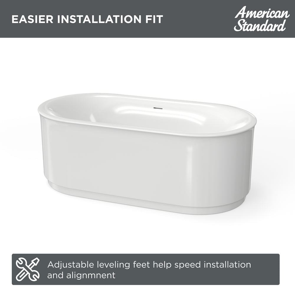 Studio S 68 x 34-Inch Freestanding Bathtub Center Drain With Integrated Overflow