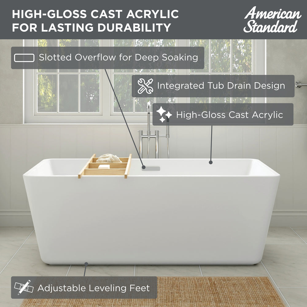 Sedona Loft 63 x 30-Inch Rectangle Freestanding Bathtub Center Drain With Integrated Overflow