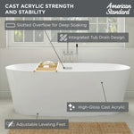 Coastal Serin 68 x 31-Inch Freestanding Bathtub Center Drain With Integrated Overflow