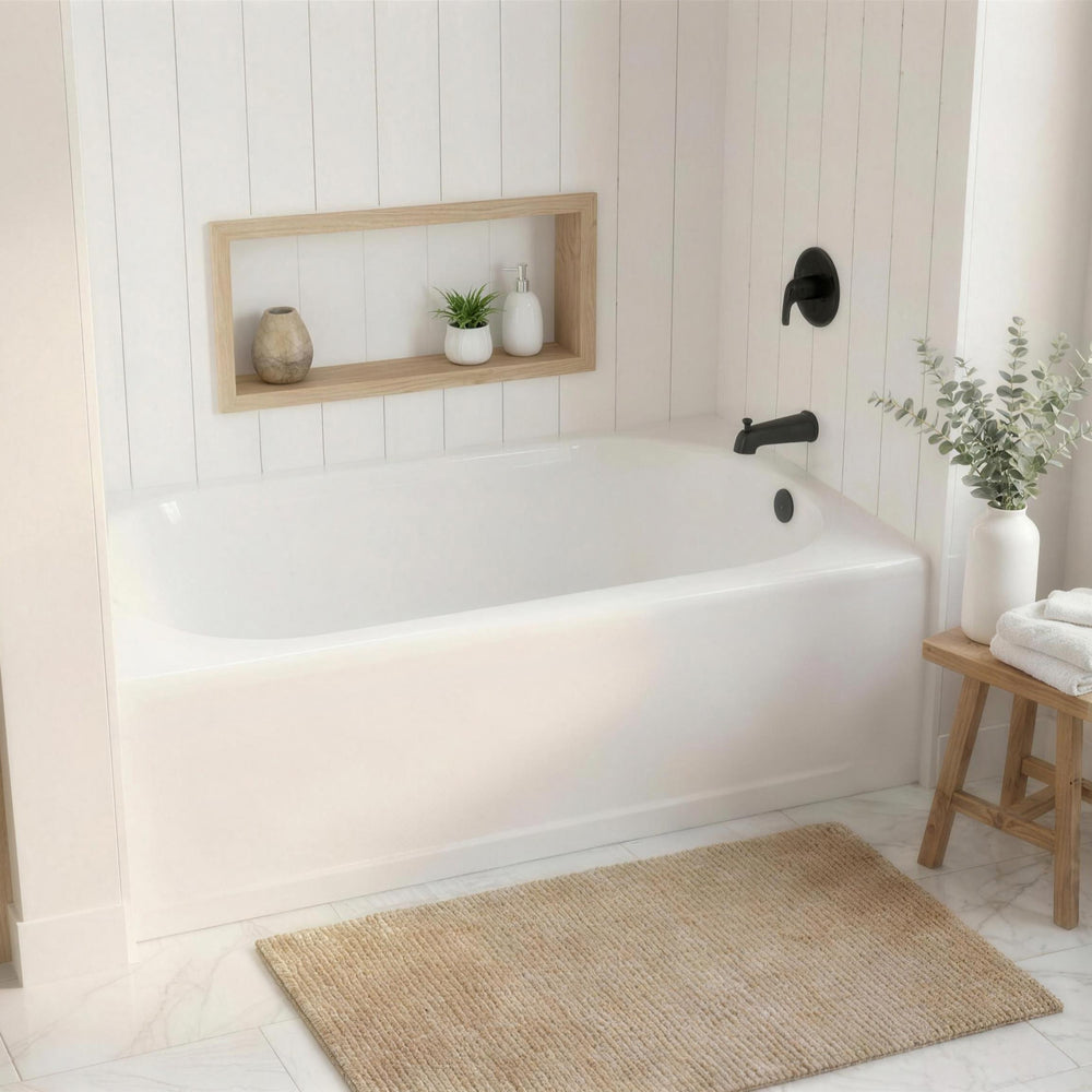 Princeton Americast 60 x 34-Inch Integral Apron Bathtub Above Floor Rough Right-Hand Outlet with Luxury Ledge