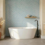 Coastal Serin 68 x 31-Inch Freestanding Bathtub Center Drain With Integrated Overflow