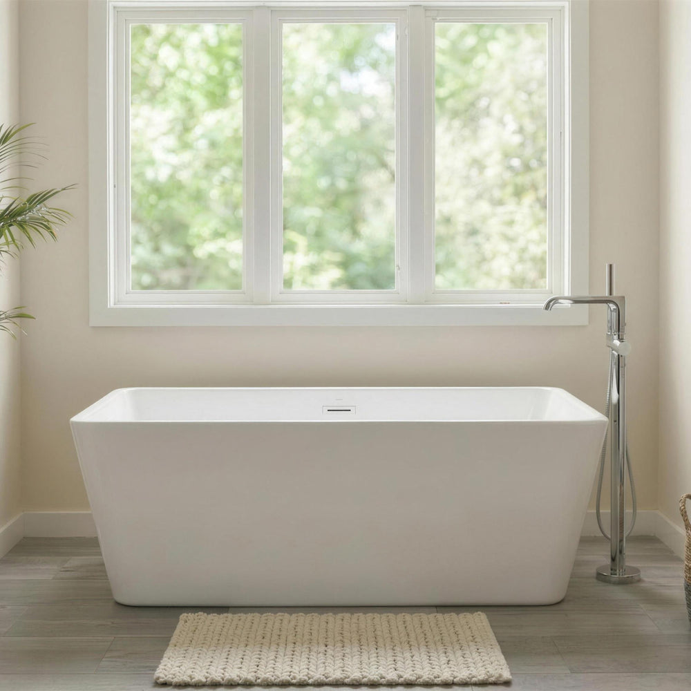 Sedona Loft 63 x 30-Inch Rectangle Freestanding Bathtub Center Drain With Integrated Overflow