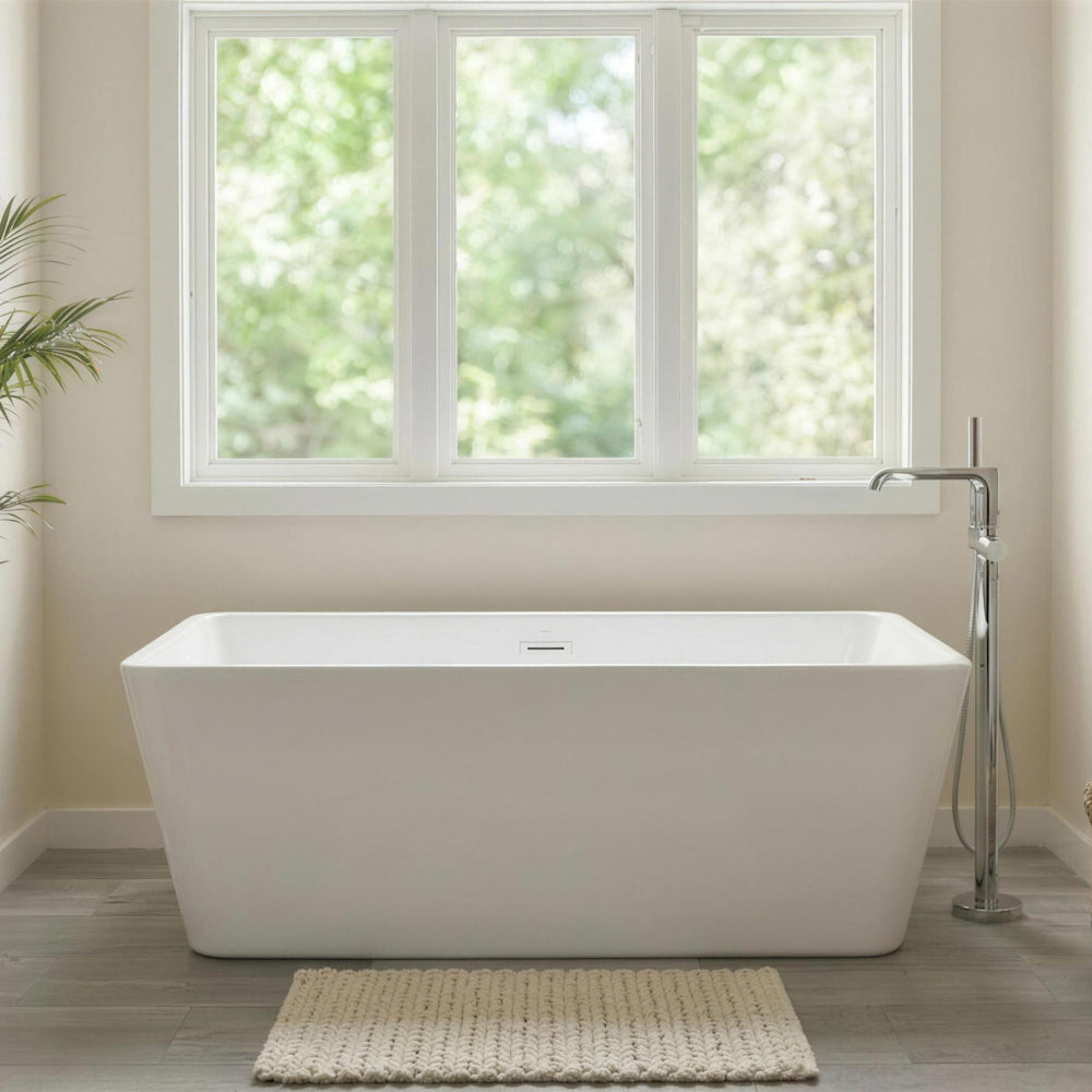 Sedona Loft 63 x 30-Inch Rectangle Freestanding Bathtub Center Drain With Integrated Overflow
