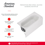 Princeton® PRO Steel 60 x 30-inch Integral Apron Bathtub with Left-Hand Outlet