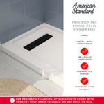 Princeton PRO 60 x 32  Porcelain Enamel Alcove Shower Base with Left-Hand Drain in White - Matte Black Trench Drain 8 1/2" in. from Wet Wall